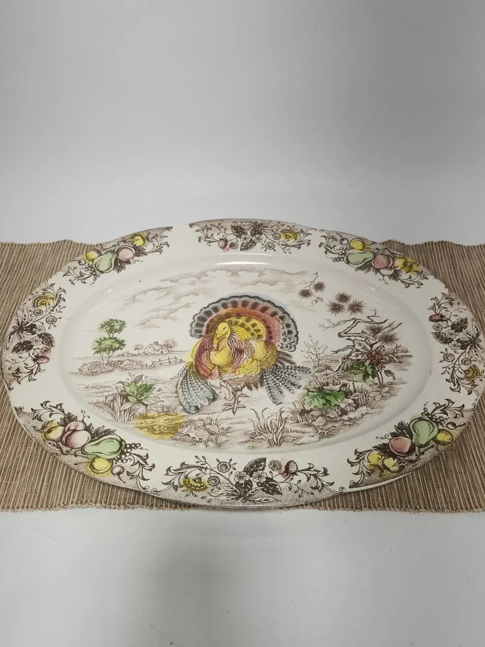 Vintage Indiana Turkey Oval Serving Platter 18
